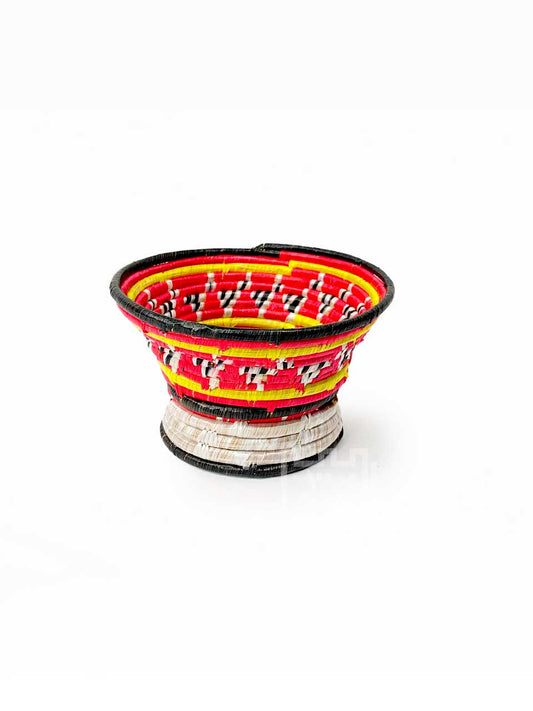 YemeniAuthentic straw bowl - طبق يمني قش بقاعدة حجم صغير AZ4