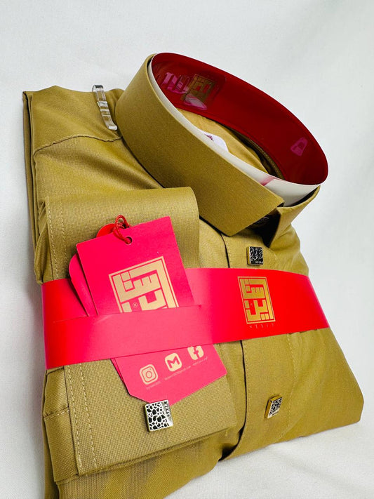 Arabic Men Style Thobe Yemeni - Brown Color- ثوب ستايل ثوب يمني و خليجي - بني فاتح