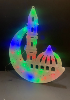 Crescent with Masjid Multicolor LED light - رمضان كريم مضيئة