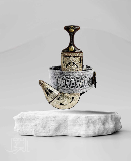 Janbiyah ZD-0287 جمبية يمنية فضية فاخرة حزام و جهاز فضي