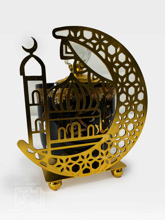 MB03 Black Golden Bakhoor Burner, مبخرة بتصميم اسود ذهبي رمضان