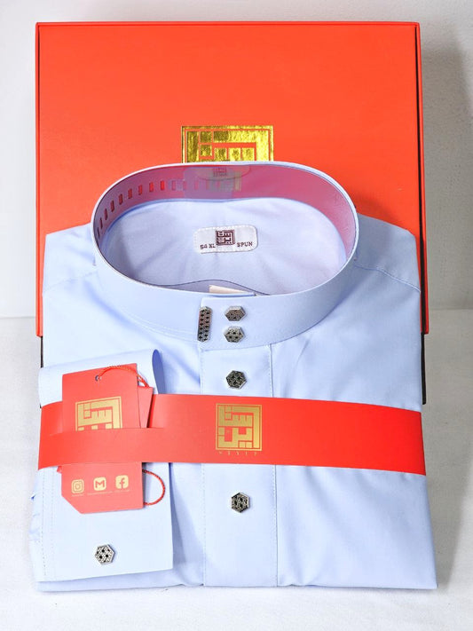 Arabic Men Style Thobe Yemeni - Sky Blue Color - ثوب ستايل ثوب يمني و خليجي - سماوي