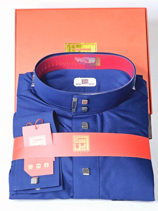 Arabic Men Style Thobe Yemeni - Dark Blue Color - ثوب ستايل ثوب يمني و خليجي - أزرق غامق