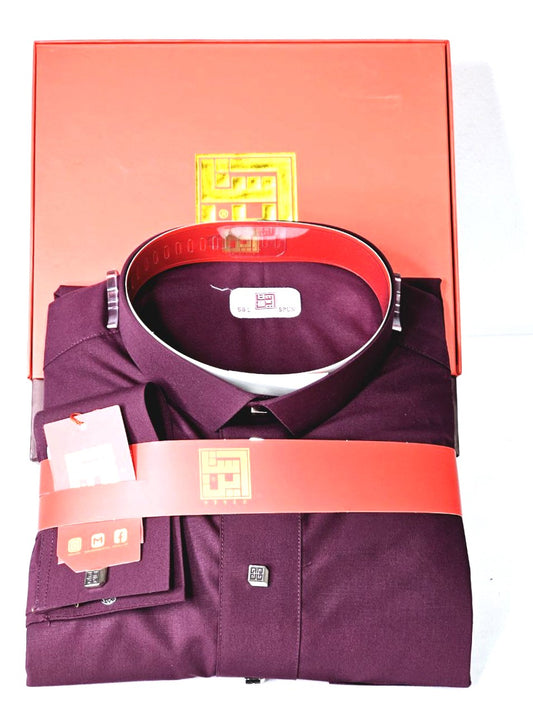 Arabic Men Style Thobe Yemeni - Burgundy Color- ثوب ستايل ثوب يمني و خليجي - أحمر غامق