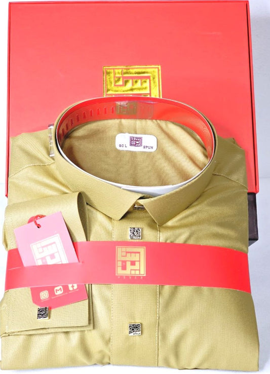 Arabic Men Style Thobe Yemeni - Brown Color- ثوب ستايل ثوب يمني و خليجي - بني فاتح