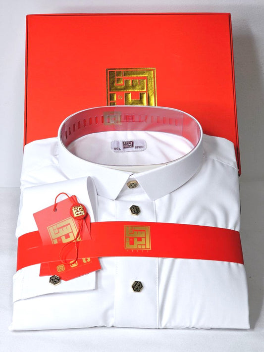 Arabic Men Style Thobe Yemeni - White Color- ثوب ستايل ثوب يمني و خليجي - أبيض