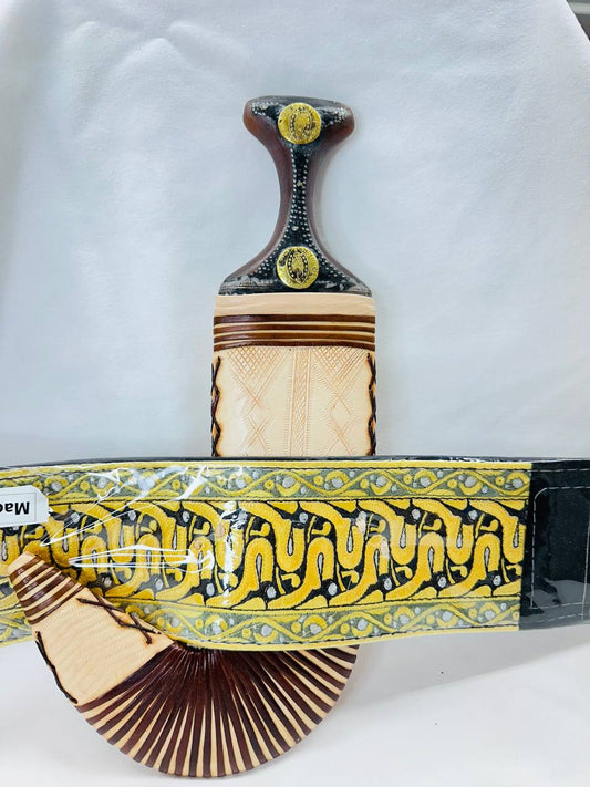 Janbiyah ZD-5 جنبية رجالي يمنية جفر بيج أبيض مخطط بني