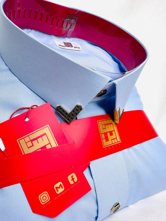 Arabic Men Style Thobe Yemeni- Sky Blue Color - ثوب ستايل ثوب يمني و خليجي - سماوي