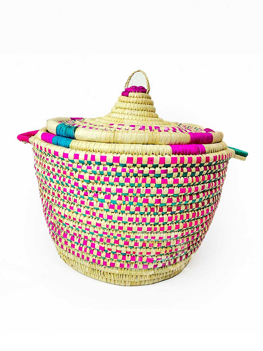 Authentic straw bread basket with lid .- تورة عزف للخبز AZ1