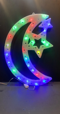 Multicolor LED Crescent and star  Ramadan Decoration - رمضان كريم مضيئة