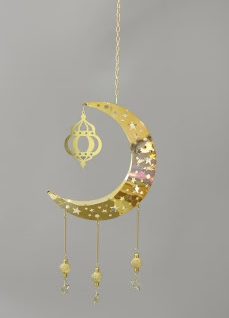 Hanging Ramadan Crescent and Lantern - جدارية صغيرة لرمضان